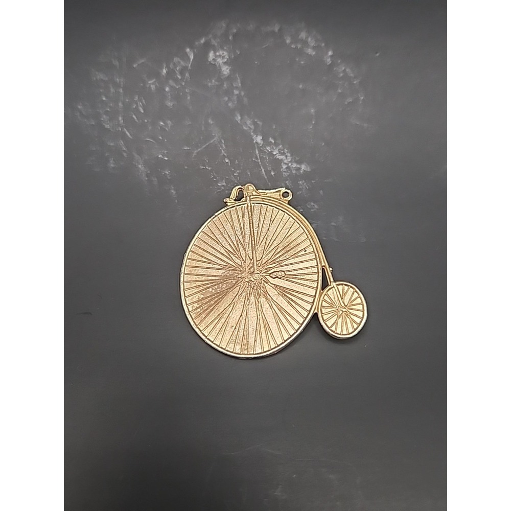1.75" Goldtoned Penny Farthing‎ Bicycle Brooch Pin Goldtoned